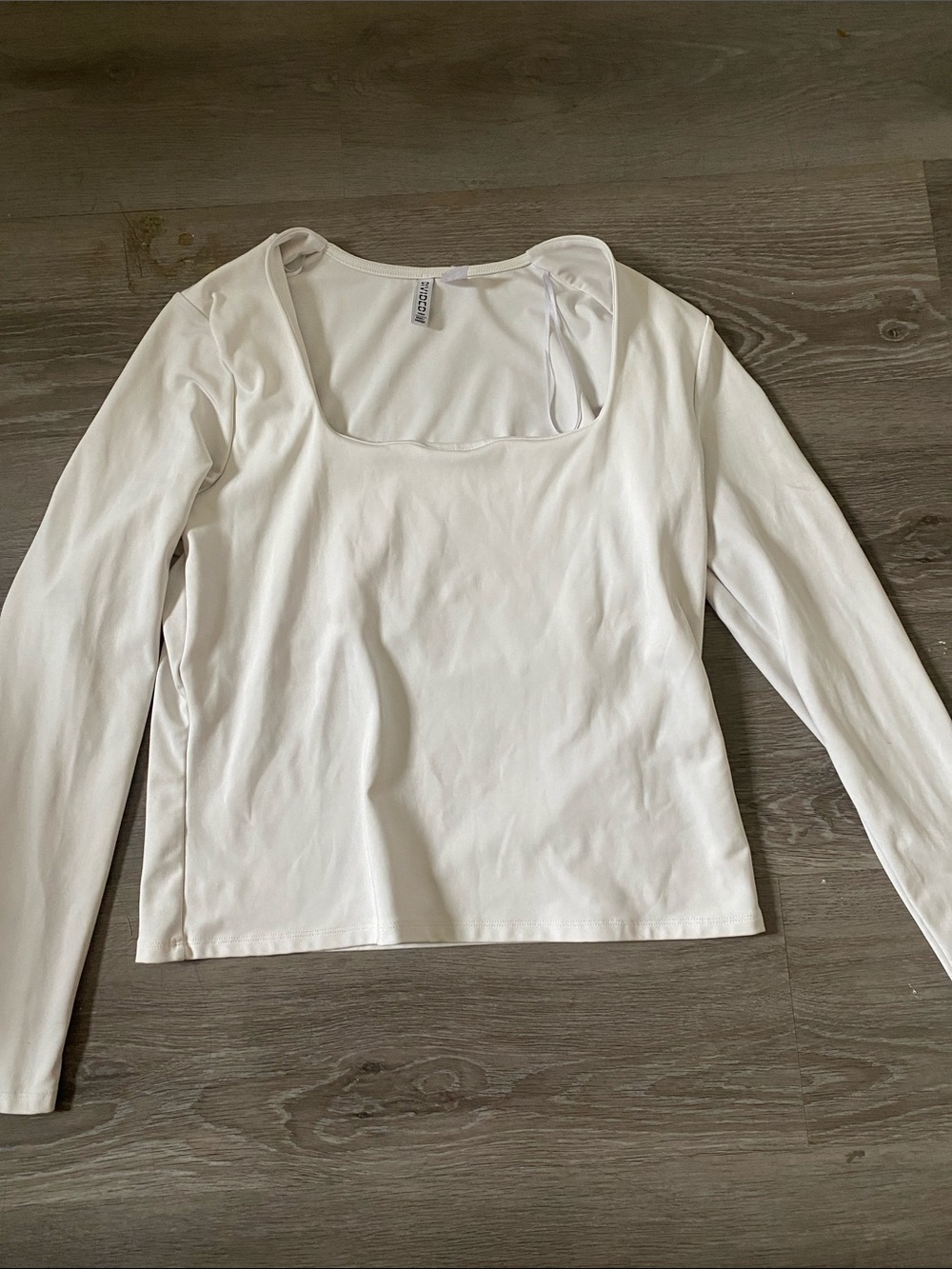 H&M White Long Sleeve Square Neck Tee
